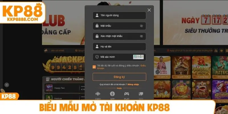 Biểu mẫu mở tài khoản KP88