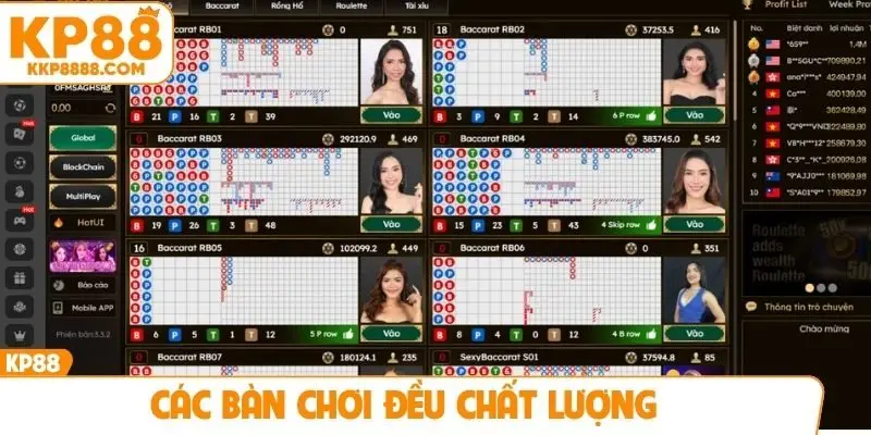 Các bàn chơi đều chất lượng