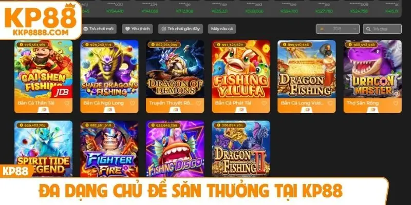 Đa dạng chủ đề săn thưởng tại KP88