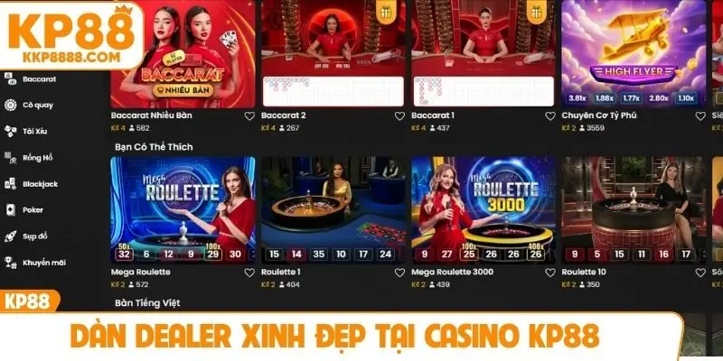 Dàn dealer xinh đẹp tại casino KP88