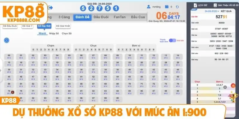 Dự thưởng xổ số KP88 với mức ăn 1:900