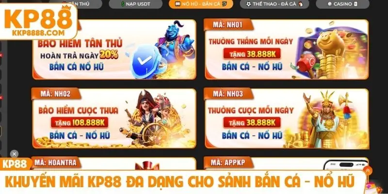 Khuyến mãi KP88 đa dạng cho sảnh bắn cá - nổ hũ