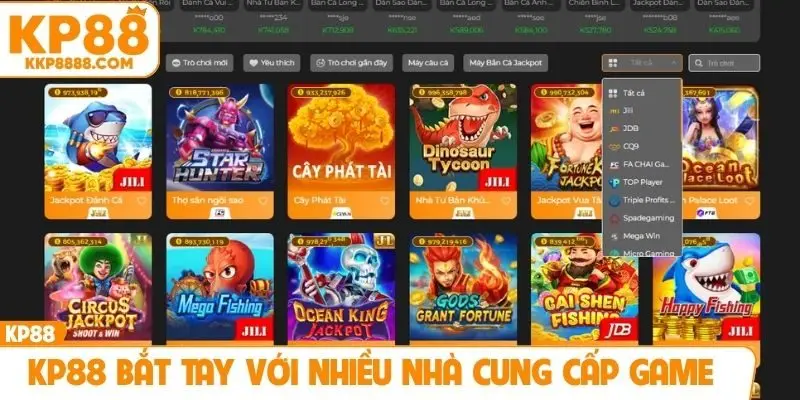 KP88 bắt tay với nhiều nhà cung cấp game