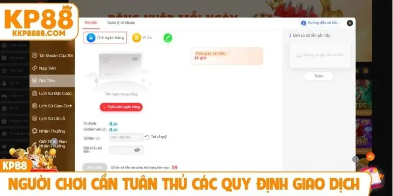 Người chơi cần tuân thủ các quy định giao dịch
