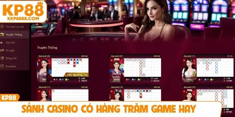 Sảnh casino có hàng trăm game hay